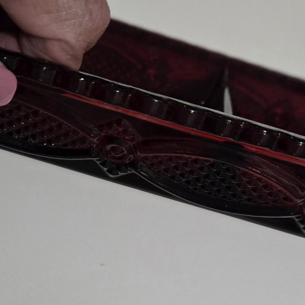 Deep Red Glass Vintage Avon Relish Tray - Picture 2 of 2